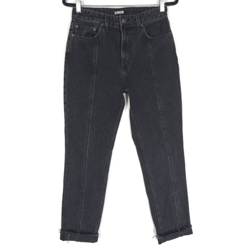 REFORMATION Seamed Straight Leg Raw Hem Jean Pacific Washed Black Size 28‎